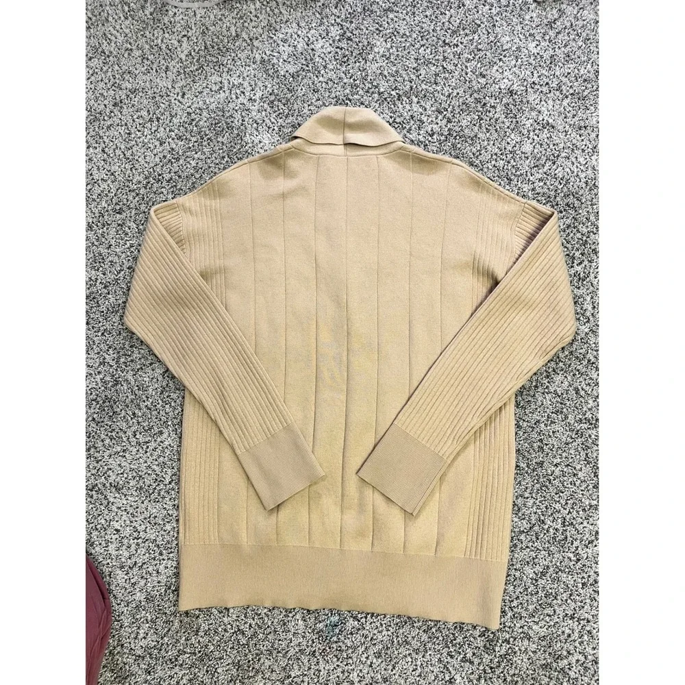 LA LIGNE New York Beige Ribbed Knit Shawl Collar Cardigan‎ Cashmere Sweater XS
